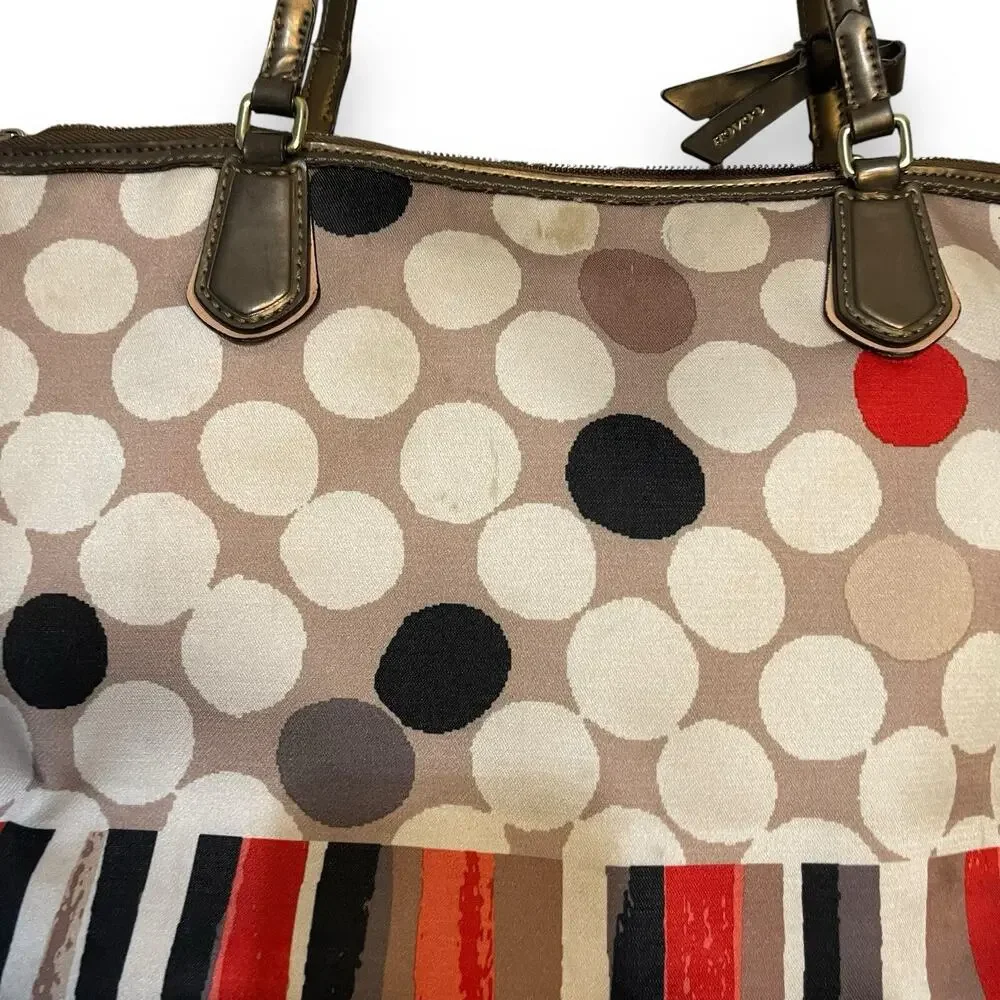 Coach Shoulder Bag 25126 Poppy Watercolor Polka Dot Women's Zip Casual FLAWED